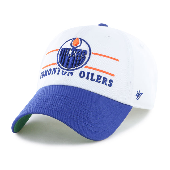 Edmonton Oilers '47 White & Blue Double Header Clean Up Snapback Hat