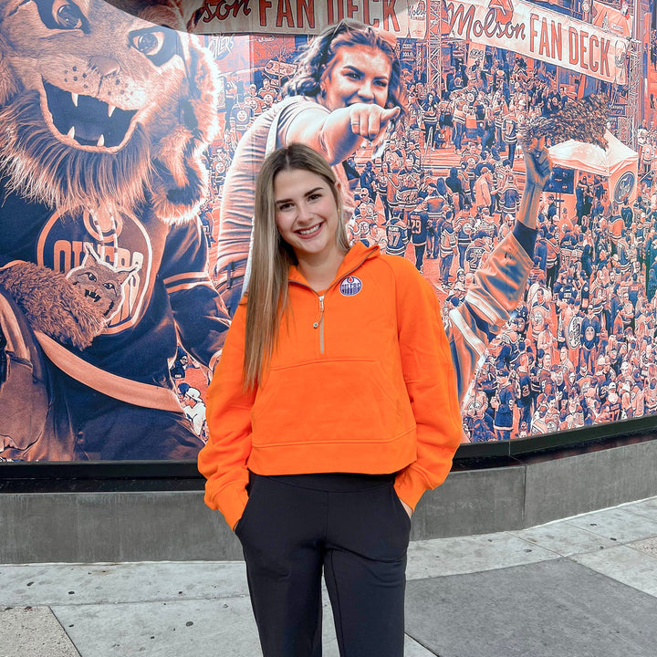 Edmonton Oilers Women's lululemon Scuba Oversized Half-Zip Orange Hoodie