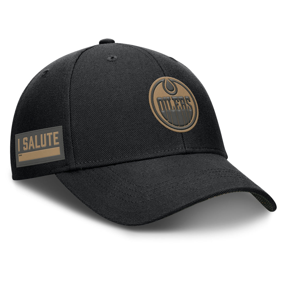 Edmonton Oilers 2024-25 Fanatics Black Authentic Pro Military Appreciation Night Snapback Hat