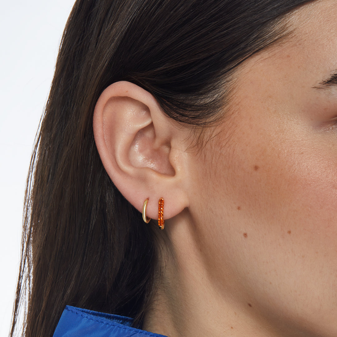 Edmonton Oilers Hillberg & Berk Orange Always On Sparkle Hoop Earrings