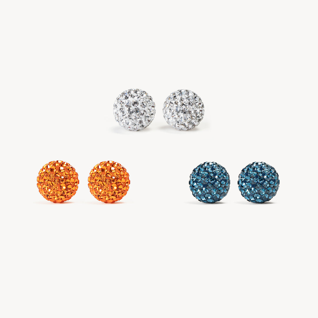 Edmonton Oilers Hillberg & Berk Sparkle Ball Stud Trio Earrings