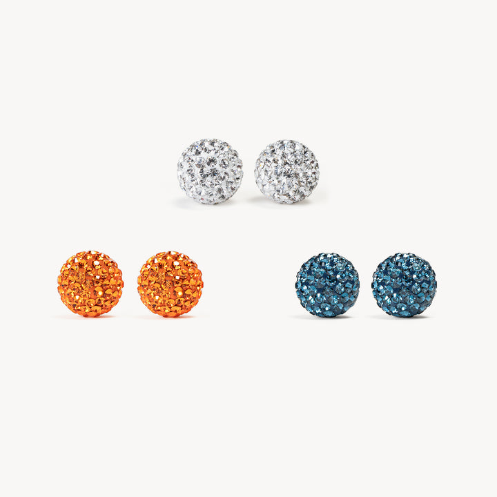 Edmonton Oilers Hillberg & Berk Sparkle Ball Stud Trio Earrings