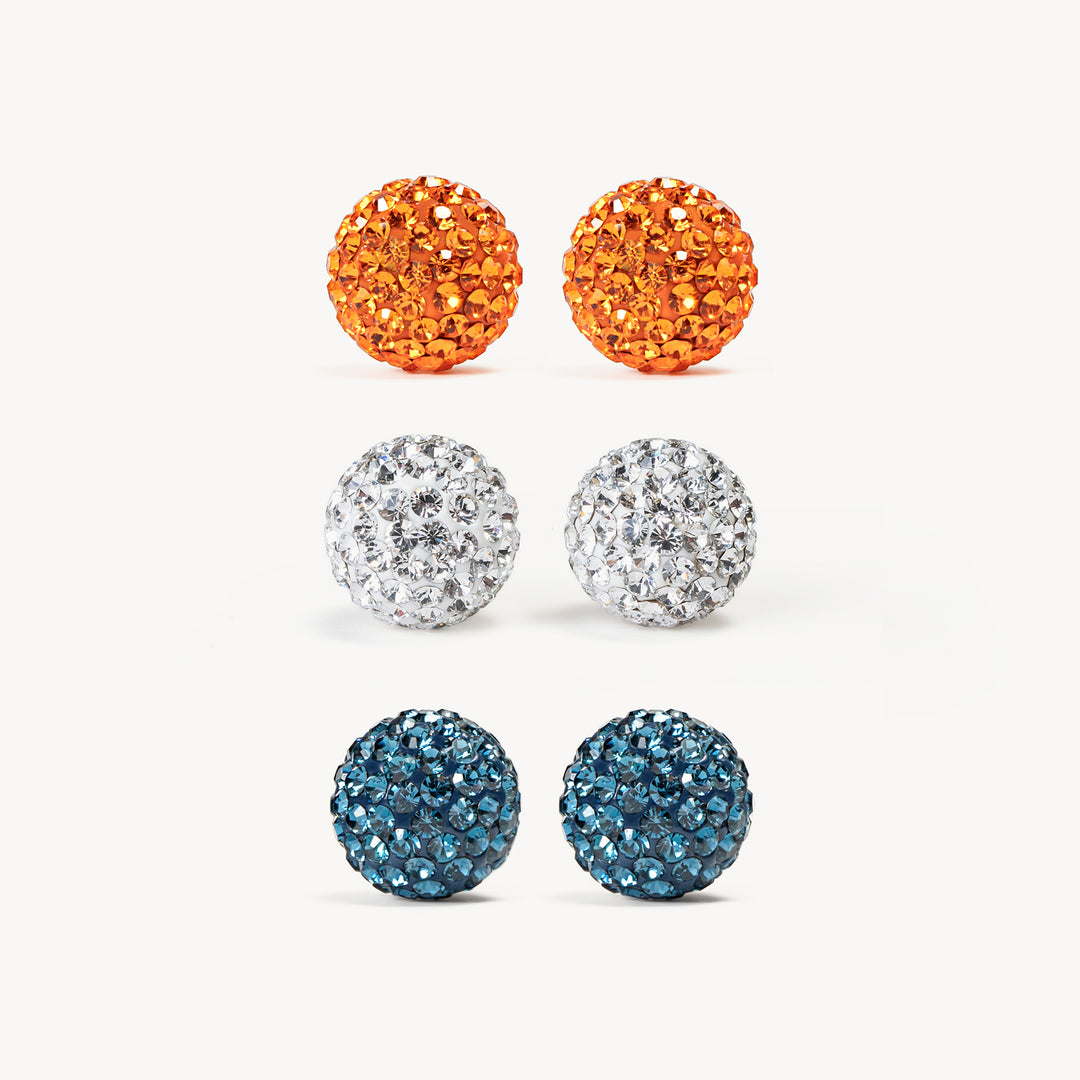 Edmonton Oilers Hillberg & Berk Sparkle Ball Stud Trio Earrings