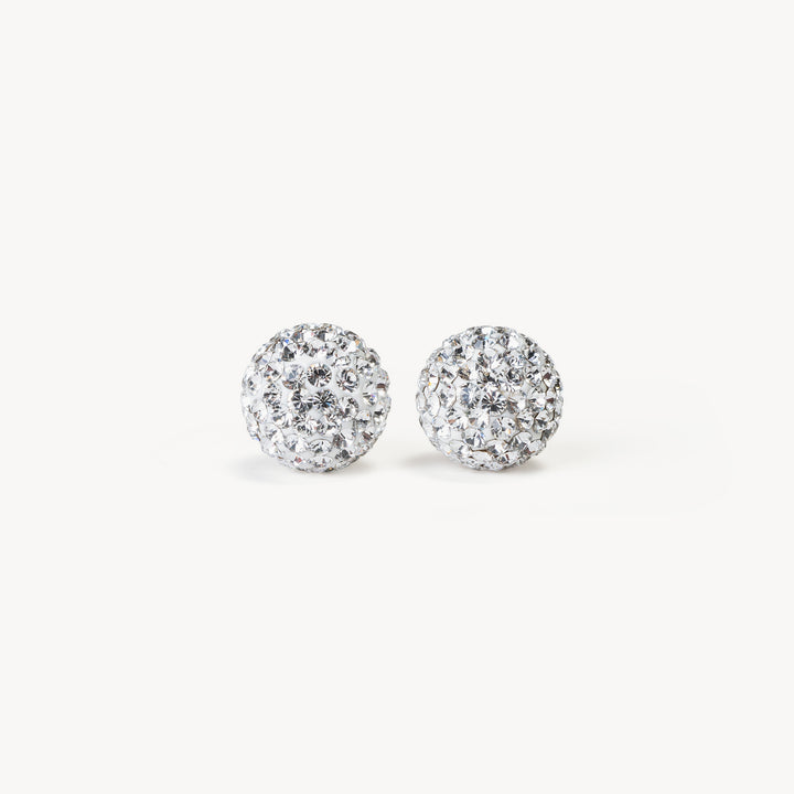 Edmonton Oilers Hillberg & Berk White Sparkle Ball Stud Earrings