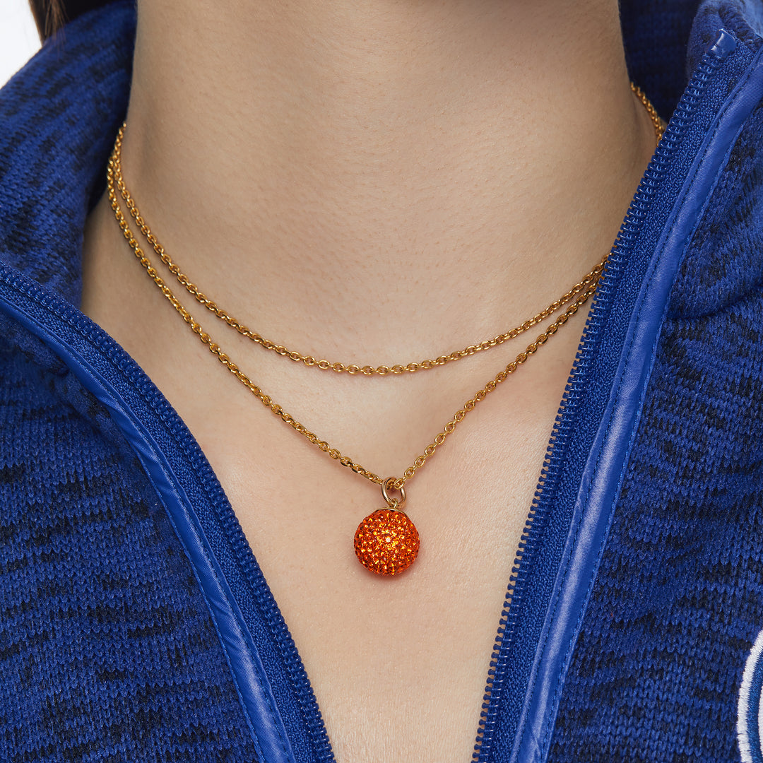 Edmonton Oilers Hillberg & Berk Orange Sparkle Ball Necklace