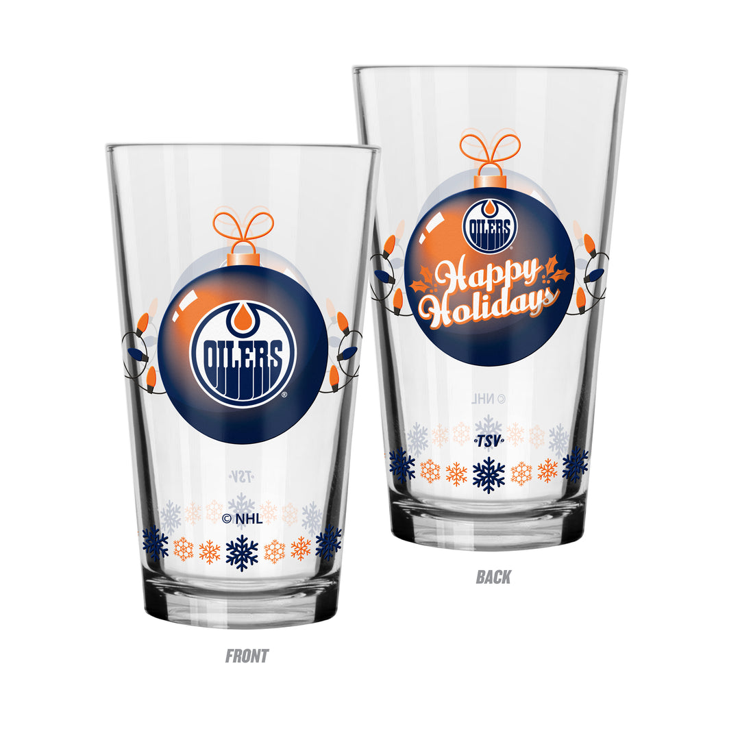 Edmonton Oilers Holiday Christmas 16 oz Pint/Mixing Glass