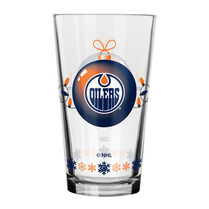 Edmonton Oilers Holiday Christmas 16 oz Pint/Mixing Glass