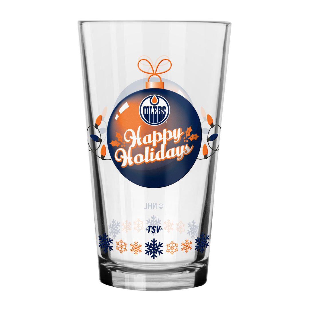 Edmonton Oilers Holiday Christmas 16 oz Pint/Mixing Glass