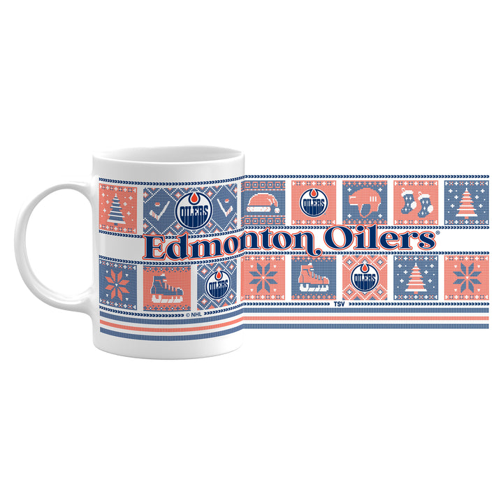 Edmonton Oilers Holiday Christmas Ugly Sweater 11 oz Sublimated Coffee Mug