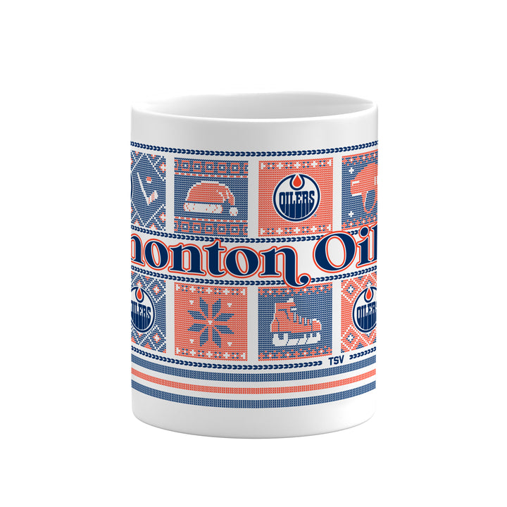 Edmonton Oilers Holiday Christmas Ugly Sweater 11 oz Sublimated Coffee Mug