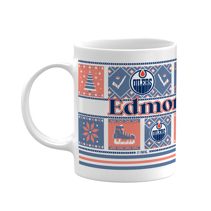 Edmonton Oilers Holiday Christmas Ugly Sweater 11 oz Sublimated Coffee Mug