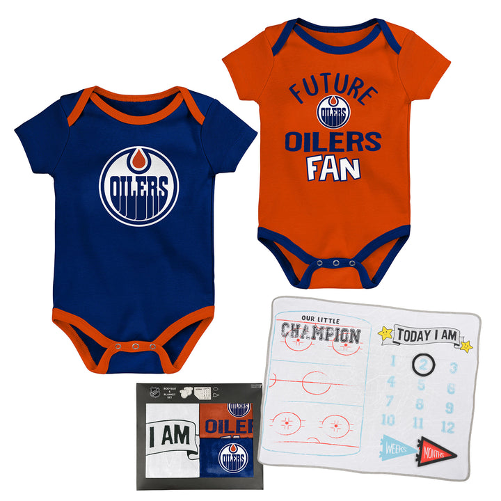 Edmonton Oilers Infant Outerstuff 1st Draft Pick Creeper Set w/ Blanket