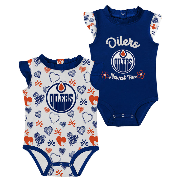 Edmonton Oilers Infant Outerstuff Happy Hearts 2-Pack Creeper Set