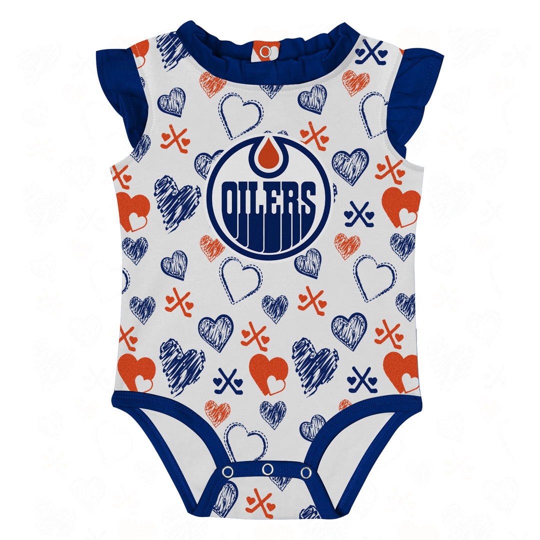 Edmonton Oilers Infant Outerstuff Happy Hearts 2-Pack Creeper Set