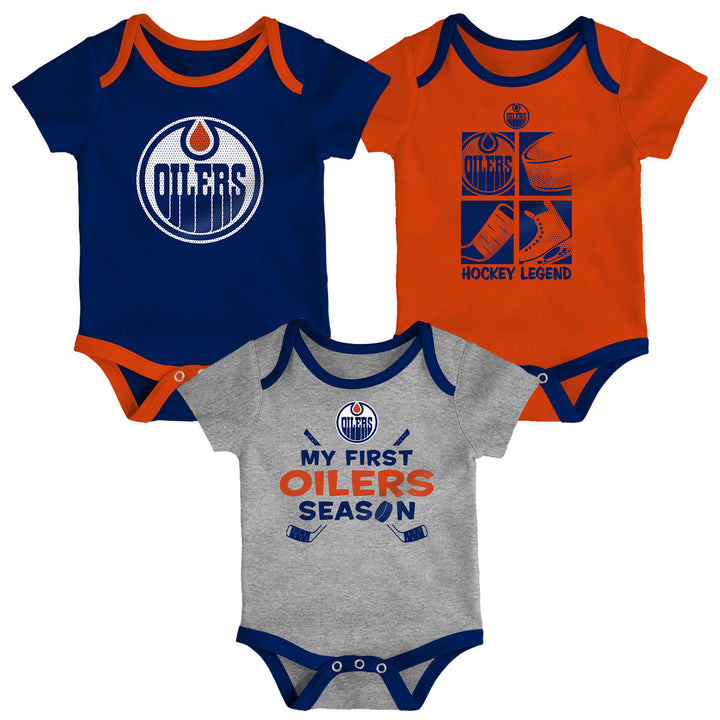 Edmonton Oilers Infant Outerstuff Legend 3-Pack Creeper Set