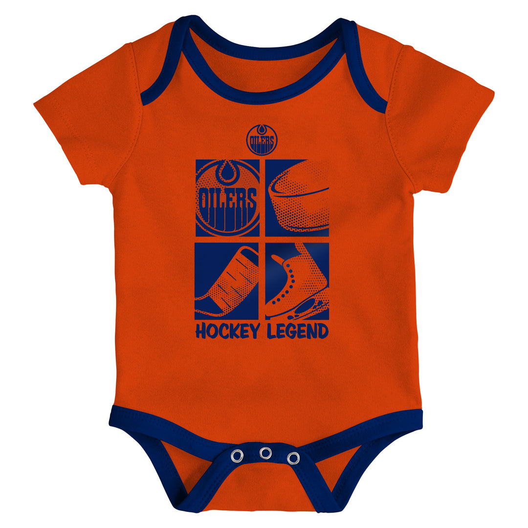 Edmonton Oilers Infant Outerstuff Legend 3-Pack Creeper Set