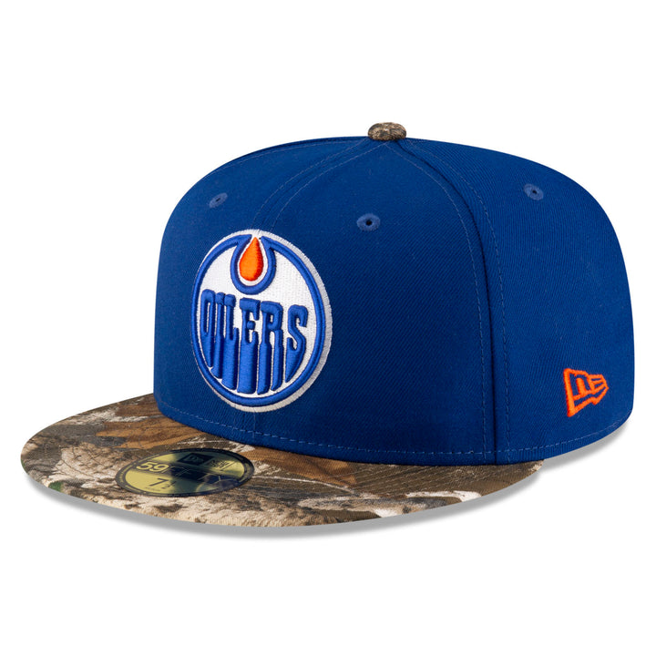 Edmonton Oilers New Era Active Blue REAL TREE 59FIFTY Fitted Hat