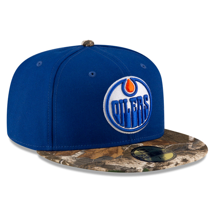 Edmonton Oilers New Era Active Blue REAL TREE 59FIFTY Fitted Hat