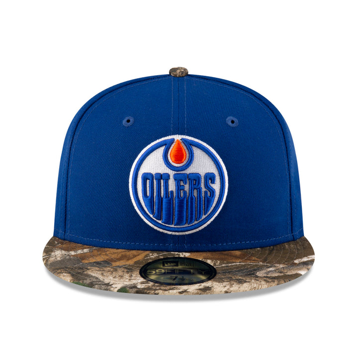 Edmonton Oilers New Era Active Blue REAL TREE 59FIFTY Fitted Hat