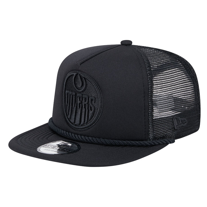 Edmonton Oilers New Era Black Active GOLFER Tonal Meshback Snapback Hat