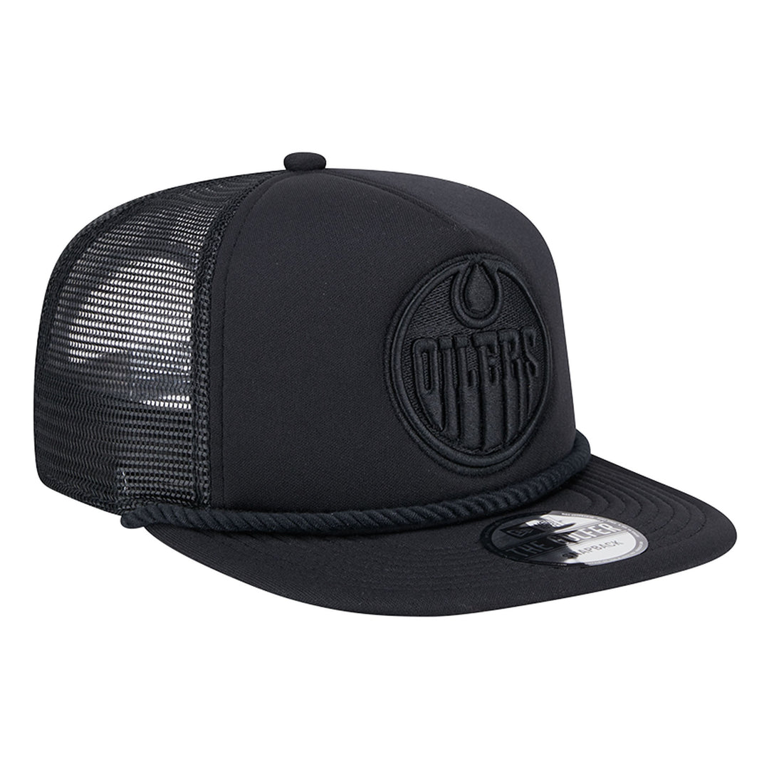 Edmonton Oilers New Era Black Active GOLFER Tonal Meshback Snapback Hat