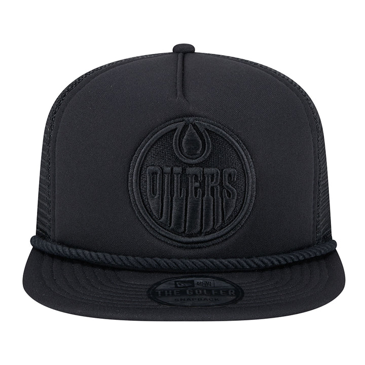 Edmonton Oilers New Era Black Active GOLFER Tonal Meshback Snapback Hat