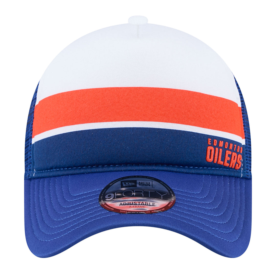 Edmonton Oilers New Era Blue Color Block 9FORTY A-Frame Meshback Snapback Hat