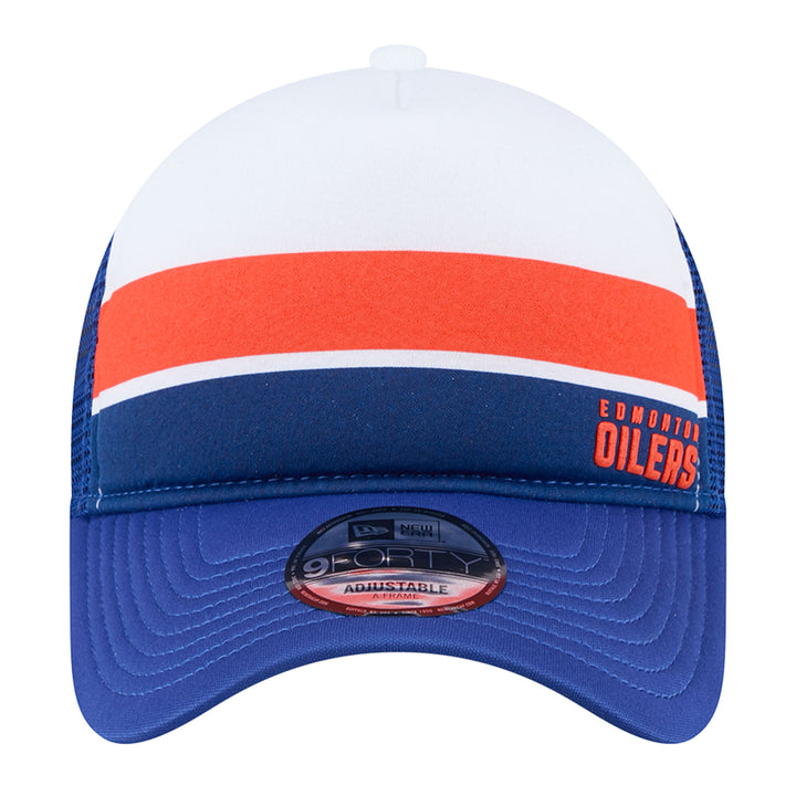 Edmonton Oilers New Era Blue Color Block 9FORTY A-Frame Meshback Snapback Hat