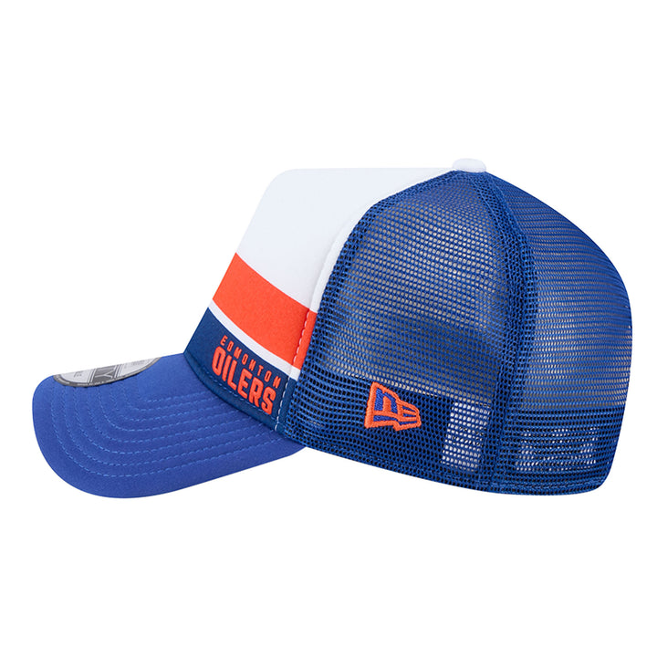 Edmonton Oilers New Era Blue Color Block 9FORTY A-Frame Meshback Snapback Hat