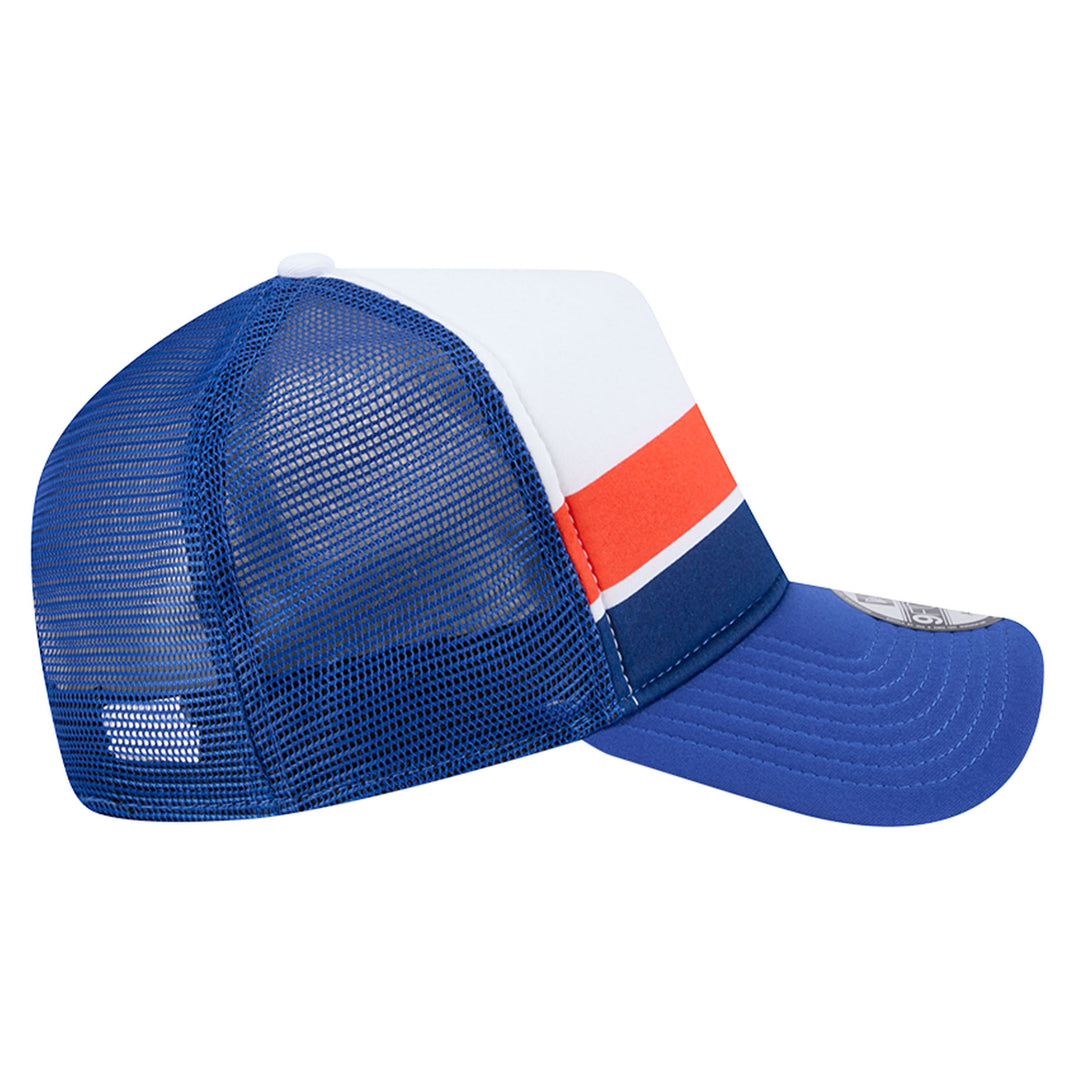 Edmonton Oilers New Era Blue Color Block 9FORTY A-Frame Meshback Snapback Hat