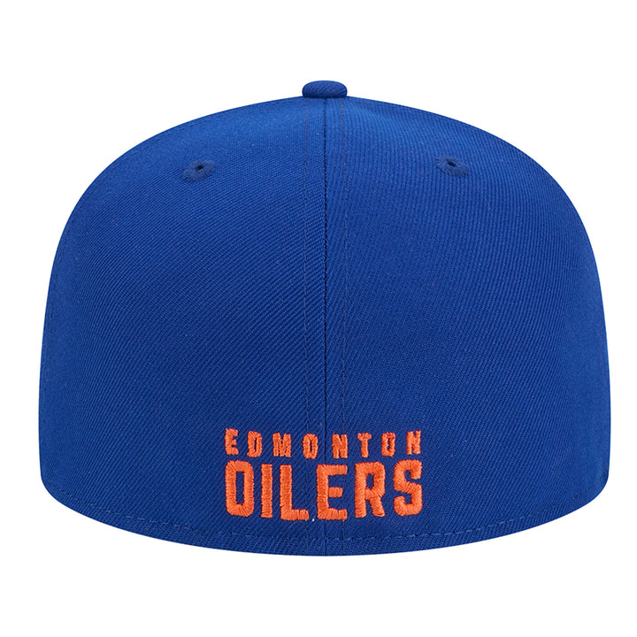 Edmonton Oilers New Era Blue Script Sided 59FIFTY Fitted Logo Hat