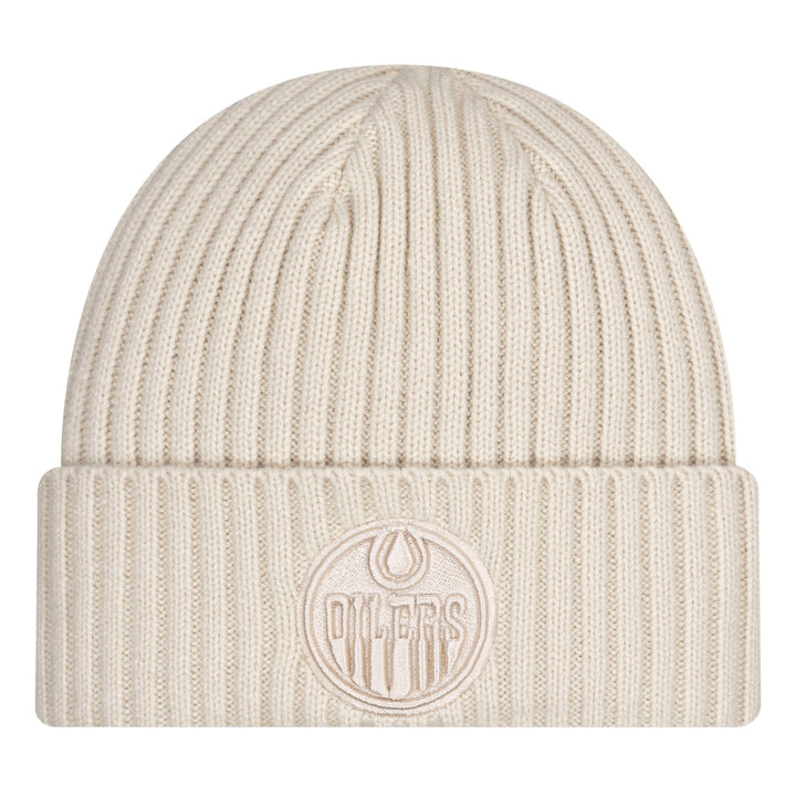 Edmonton Oilers New Era Cream Color Pack Stone Cuffed Knit Toque