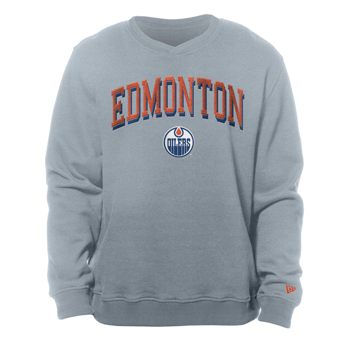 Edmonton Oilers New Era Sport Night Grey Crewneck Sweatshirt