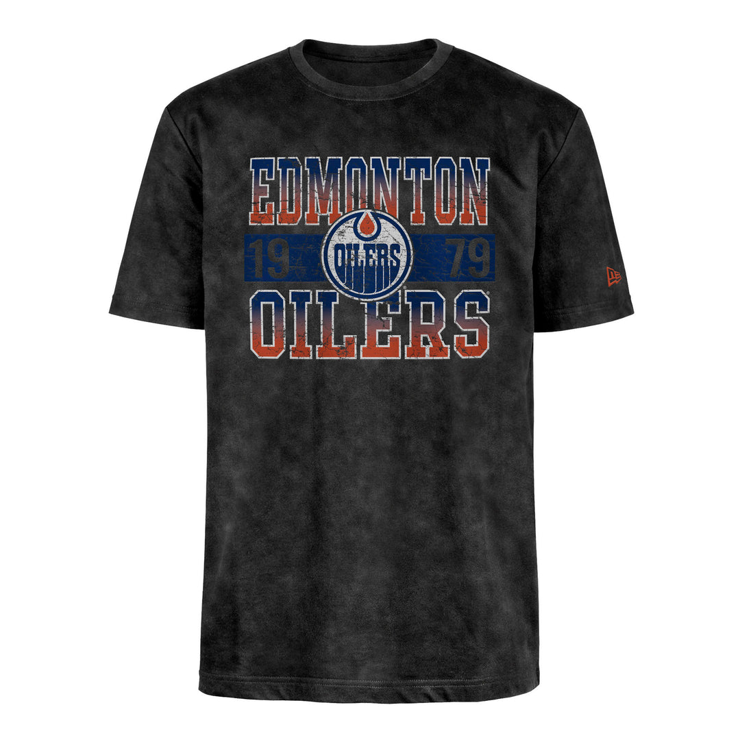 Edmonton Oilers New Era Sport Night Washed Black Graphic T-Shirt