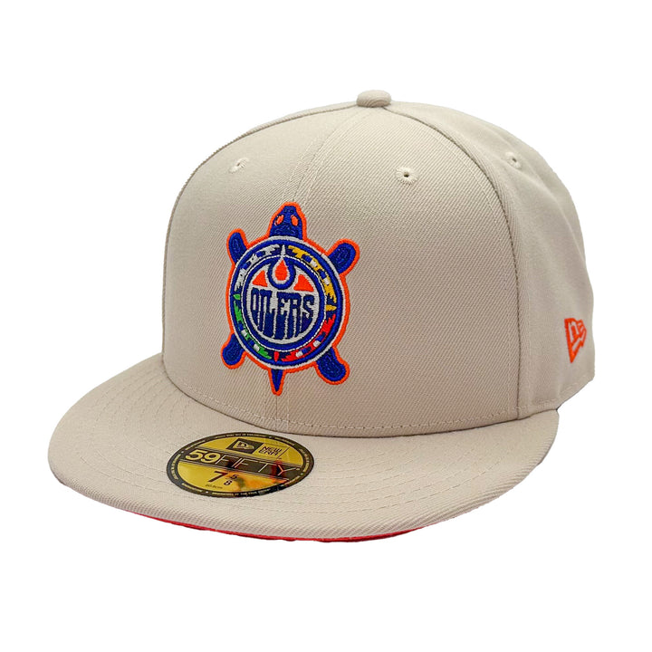 Edmonton Oilers New Era Stone 59FIFTY Fitted Turtle Island Logo Hat