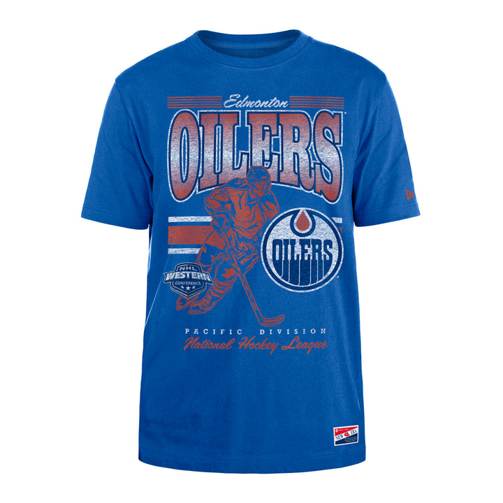 Edmonton Oilers New Era Throwback Blue Graphic T-Shirt