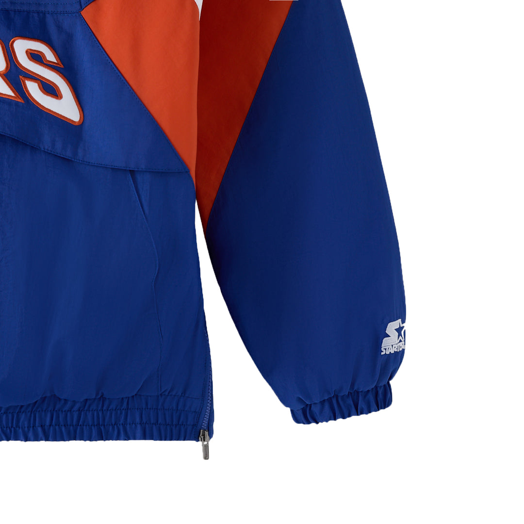 Edmonton Oilers October's Very Own OVO x Starter Blue Half-Zip Hooded Jacket