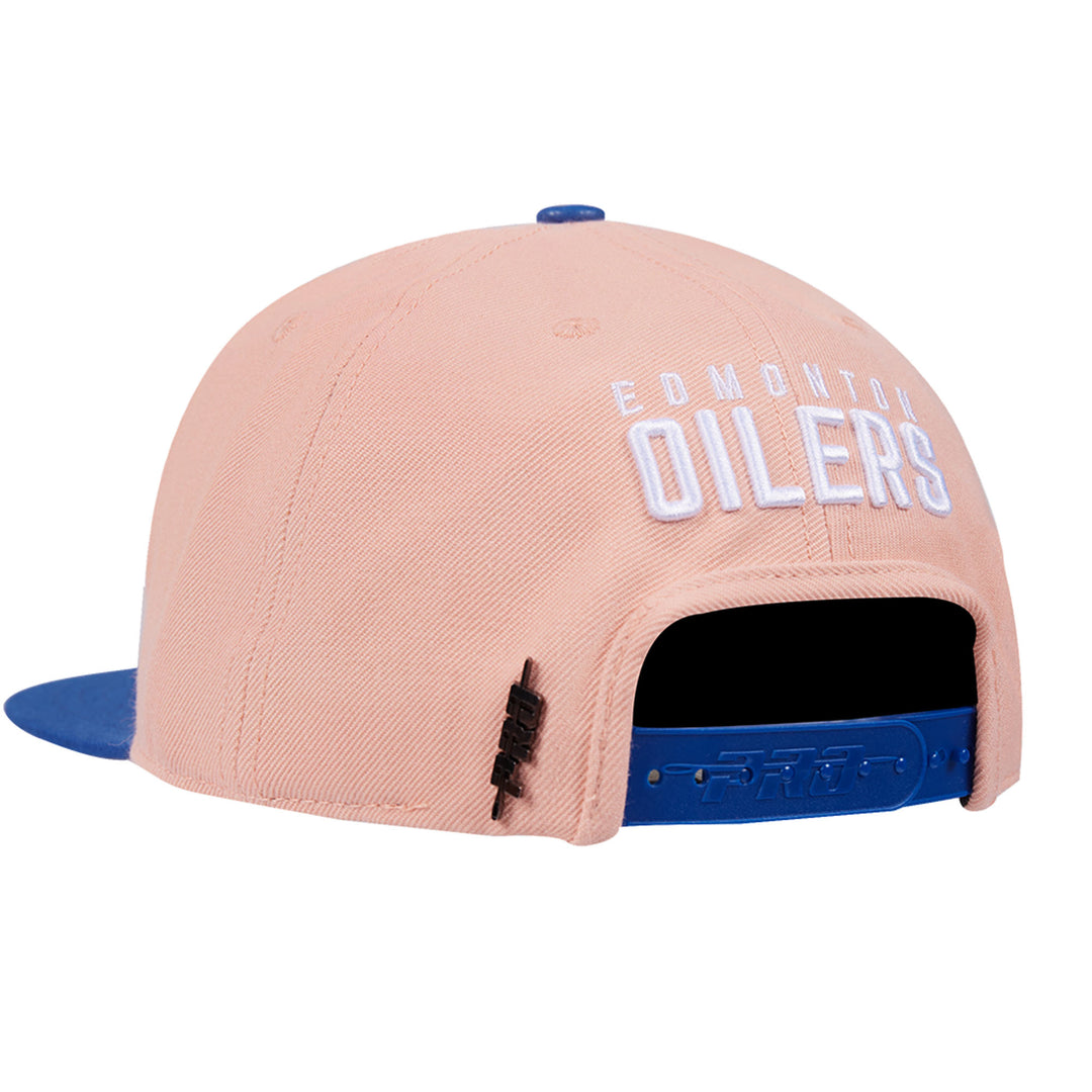 Edmonton Oilers Pro Standard Guava Pink & Blue Logo Wool Snapback Hat