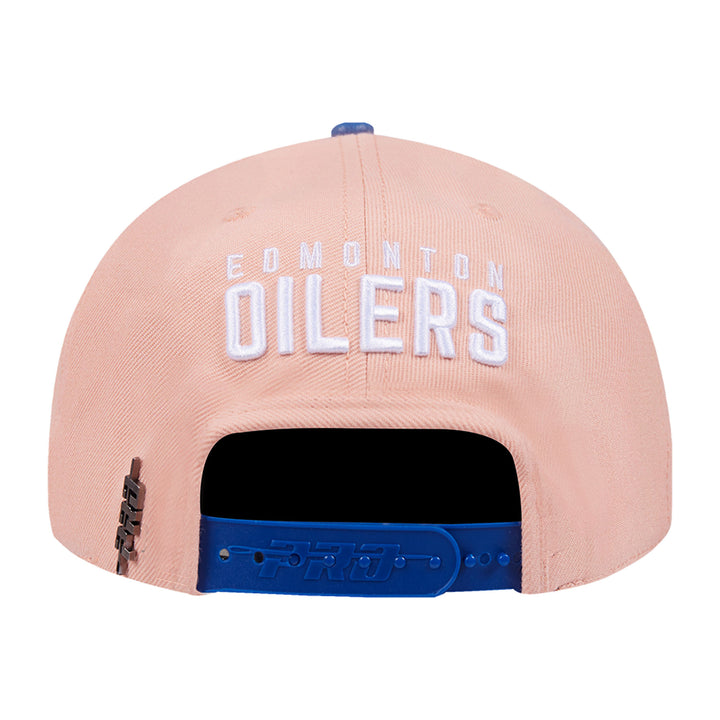 Edmonton Oilers Pro Standard Guava Pink & Blue Logo Wool Snapback Hat