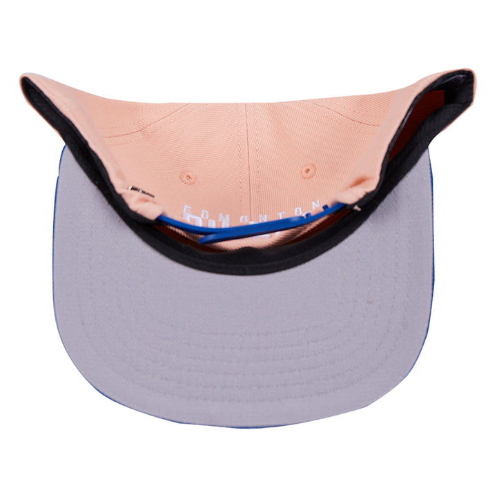 Edmonton Oilers Pro Standard Guava Pink & Blue Logo Wool Snapback Hat