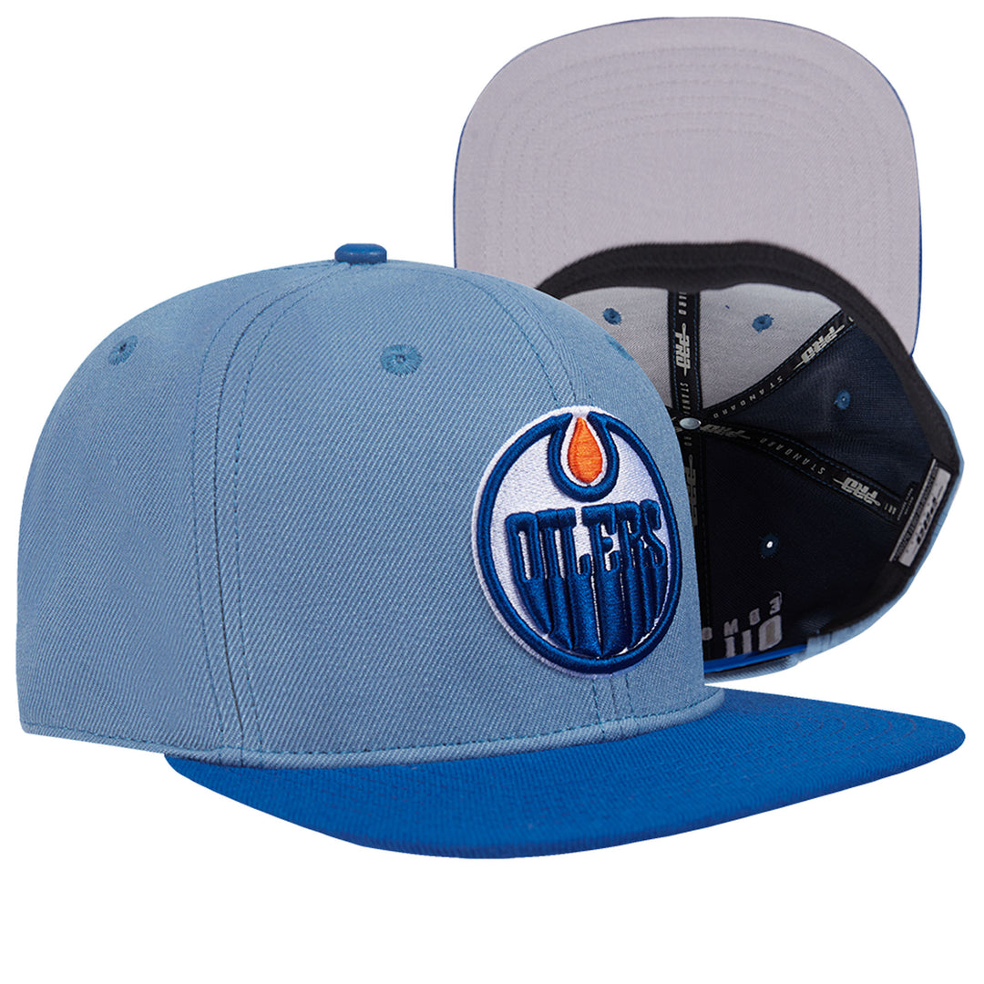 Edmonton Oilers Pro Standard Two-Tone Blue Logo Wool Snapback Hat