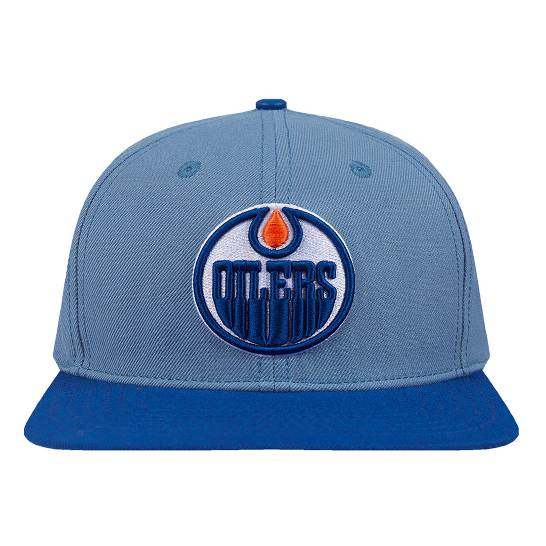 Edmonton Oilers Pro Standard Two-Tone Blue Logo Wool Snapback Hat