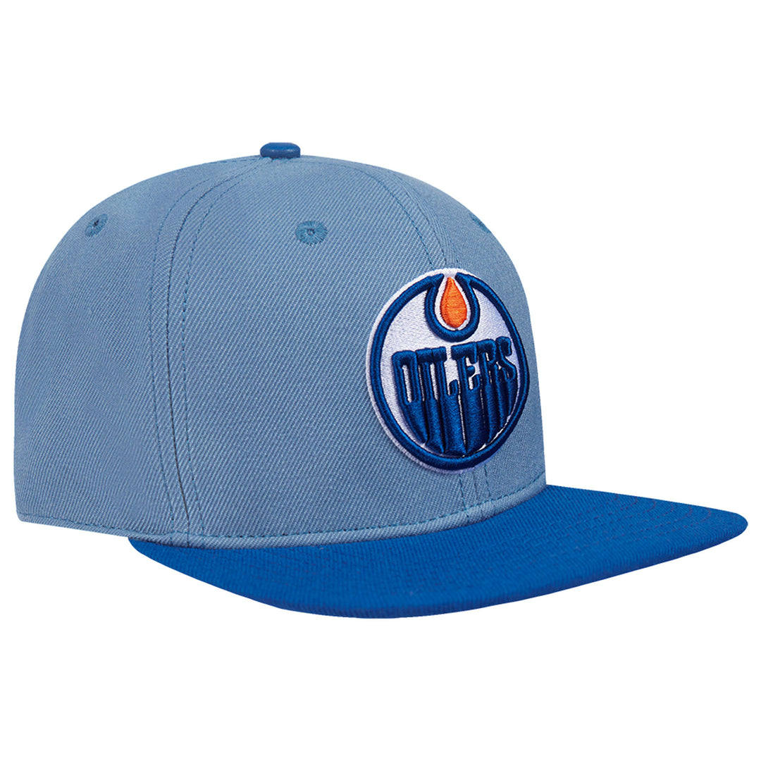 Edmonton Oilers Pro Standard Two-Tone Blue Logo Wool Snapback Hat