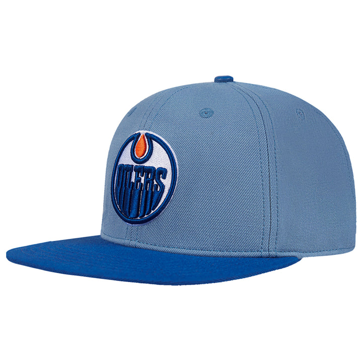 Edmonton Oilers Pro Standard Two-Tone Blue Logo Wool Snapback Hat