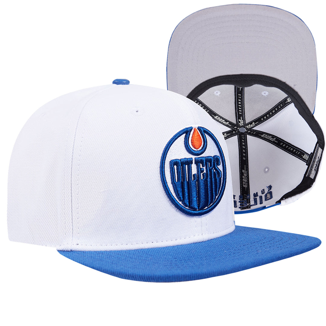 Edmonton Oilers Pro Standard Two-Tone Road White Logo Wool Snapback Hat