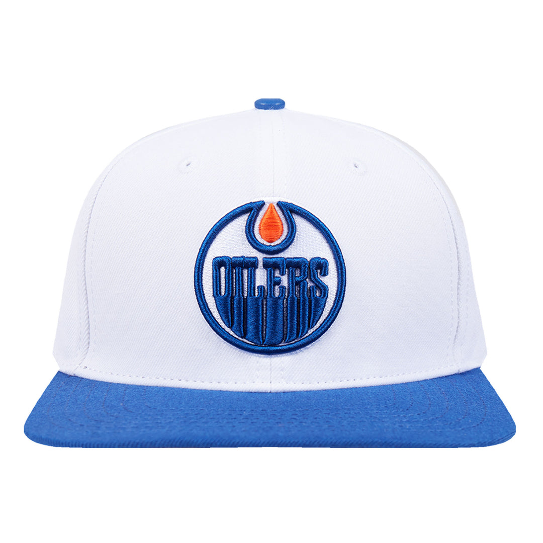 Edmonton Oilers Pro Standard Two-Tone Road White Logo Wool Snapback Hat