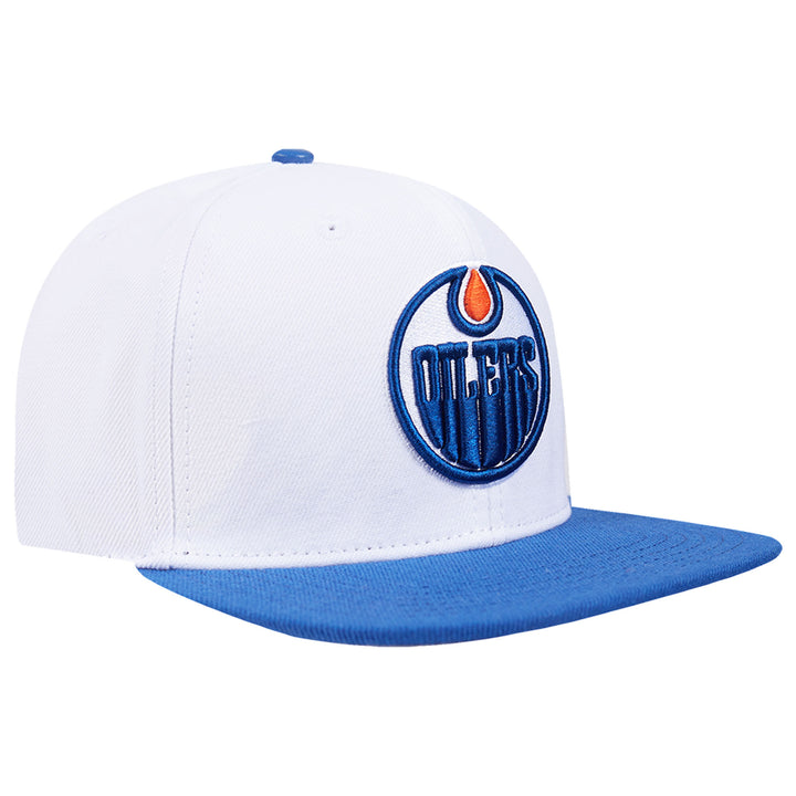 Edmonton Oilers Pro Standard Two-Tone Road White Logo Wool Snapback Hat