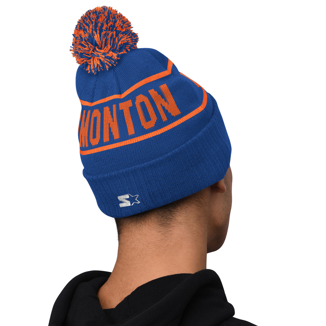 Edmonton Oilers Starter Blue Blizzard Cuffed Toque W/Pom