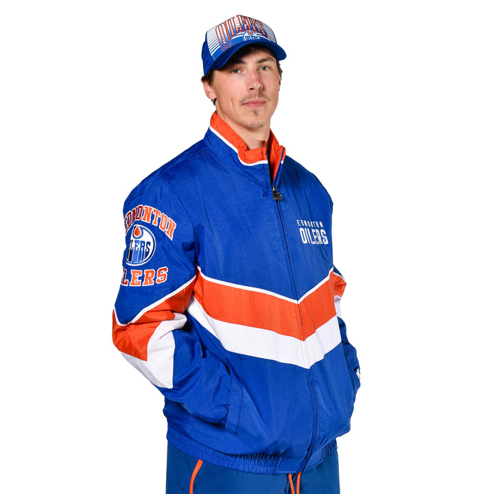 Edmonton Oilers Starter Blue Captain Full-Zip Jacket