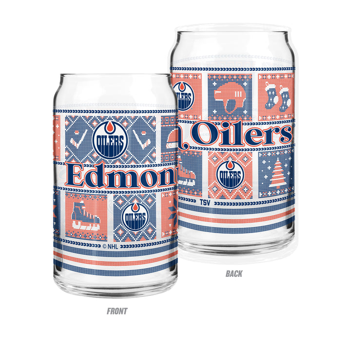 Edmonton Oilers Ugly Sweater 16oz Can Glass